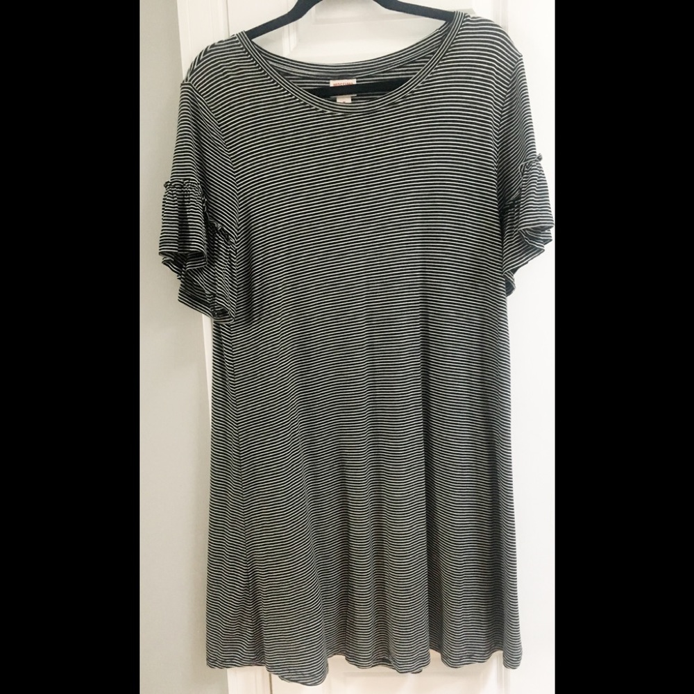 Target Mossimo Striped Ruffle Sleeve T-Shirt Dress